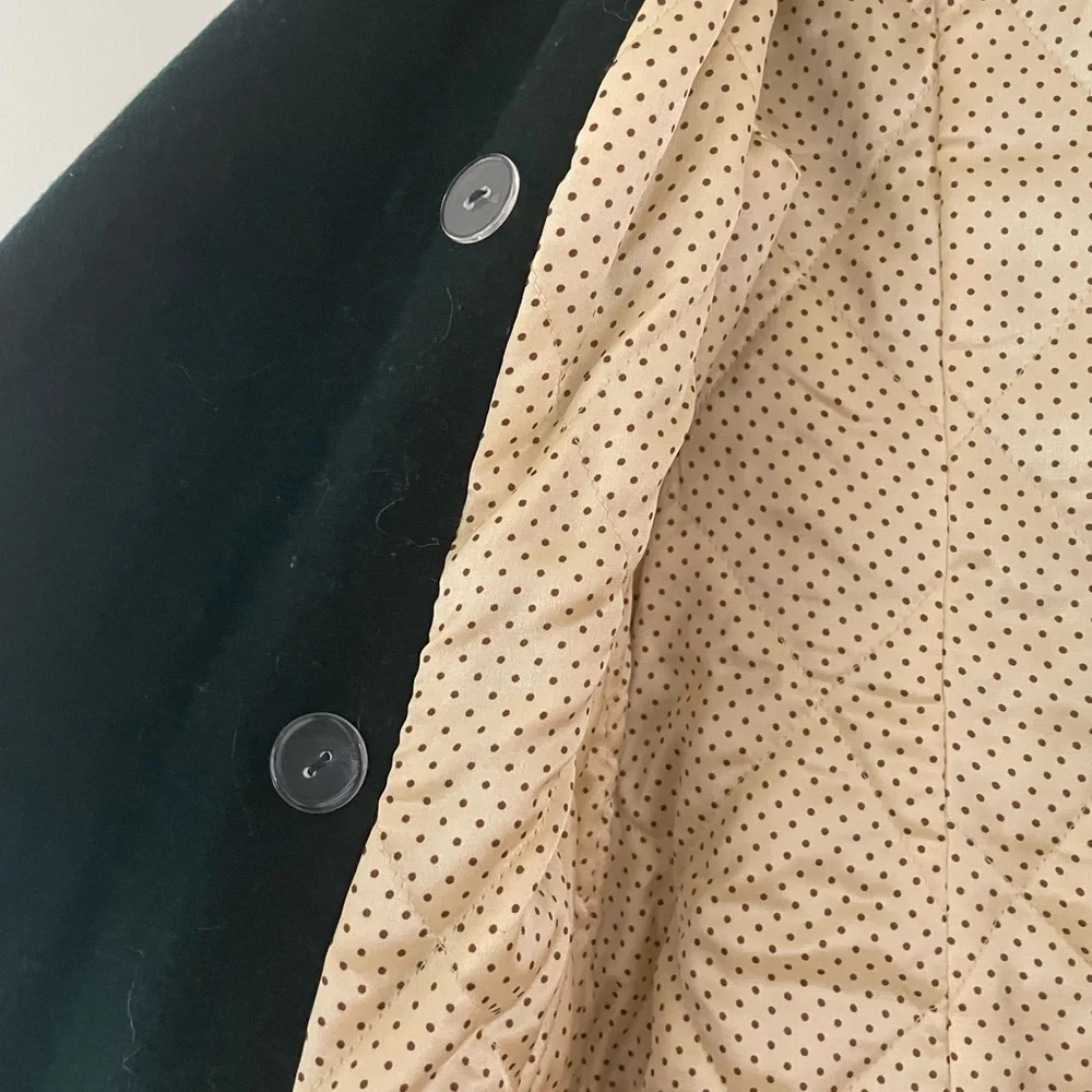 Modcloth Green and Cream Double-Breasted Coat - Picture 4 of 8